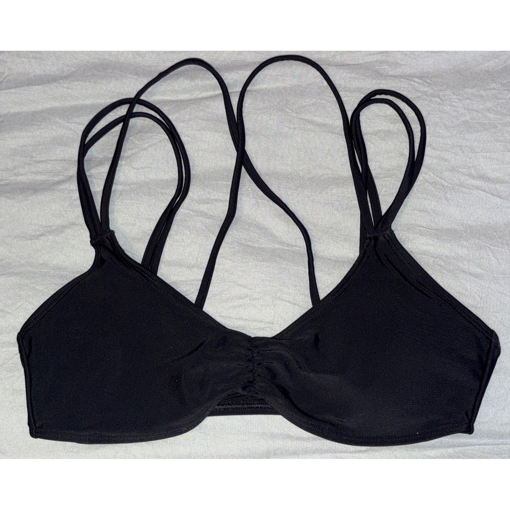 Aerie Women‎ Black Bikini Swim Top Strappy Back Swimsuit, Size S